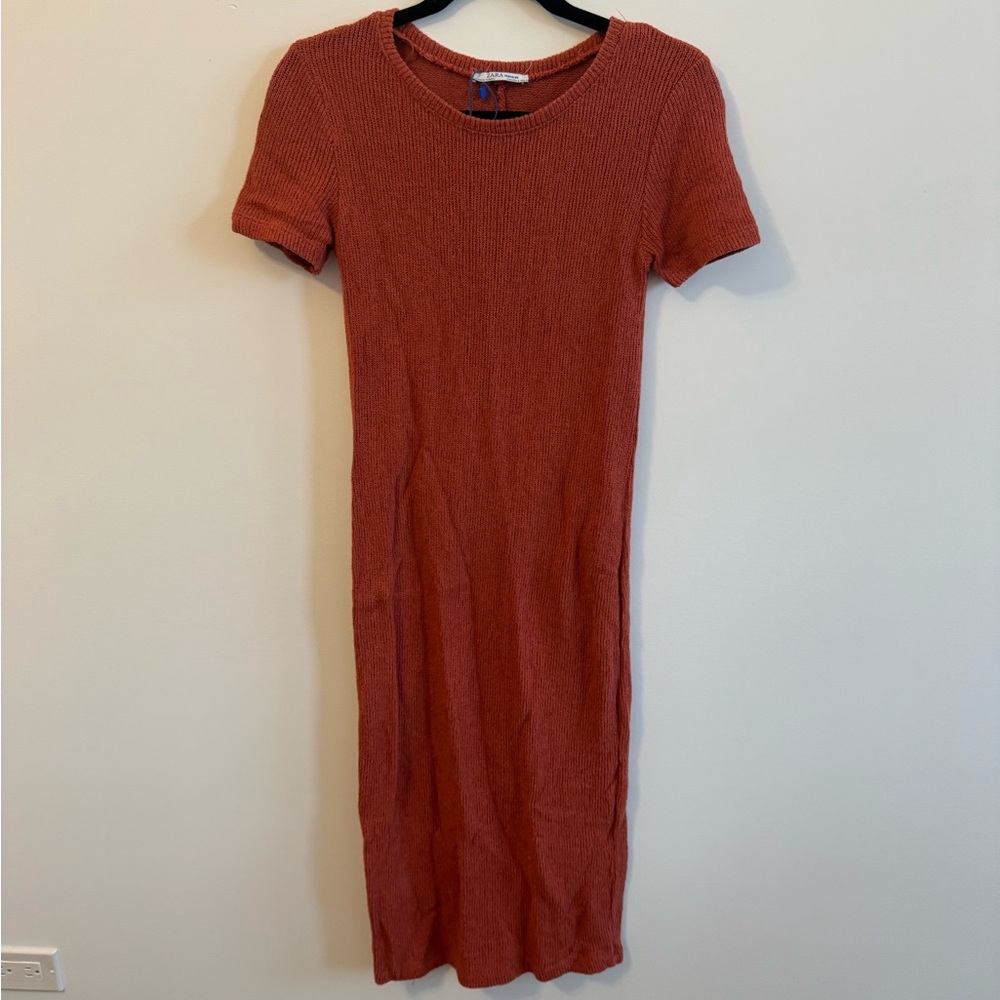 Zara Rust Midi Knit Dress